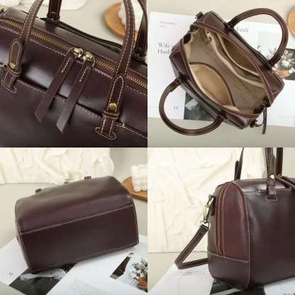 Kožená taška Boston Tote v jednobarevné barvě