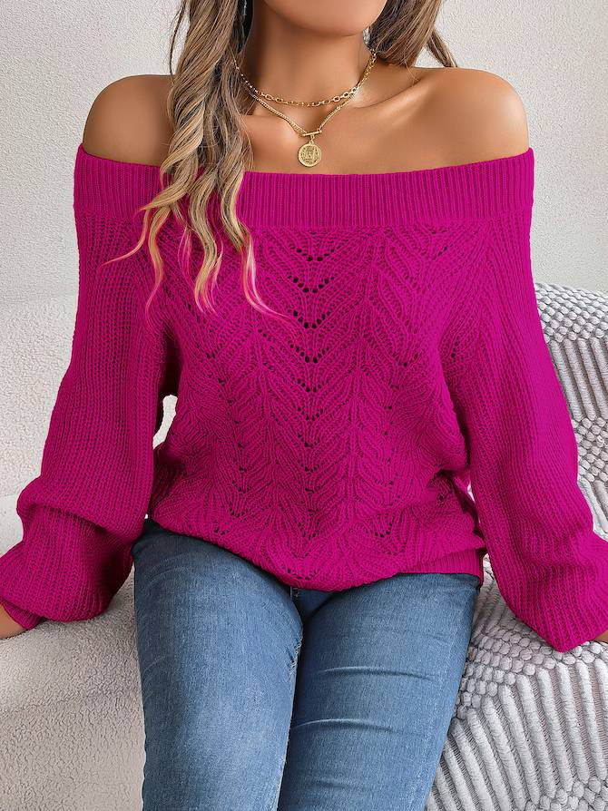 Off-Shoulder Cable Knit Sweater – Soft, Elegant & Effortlessly Chic