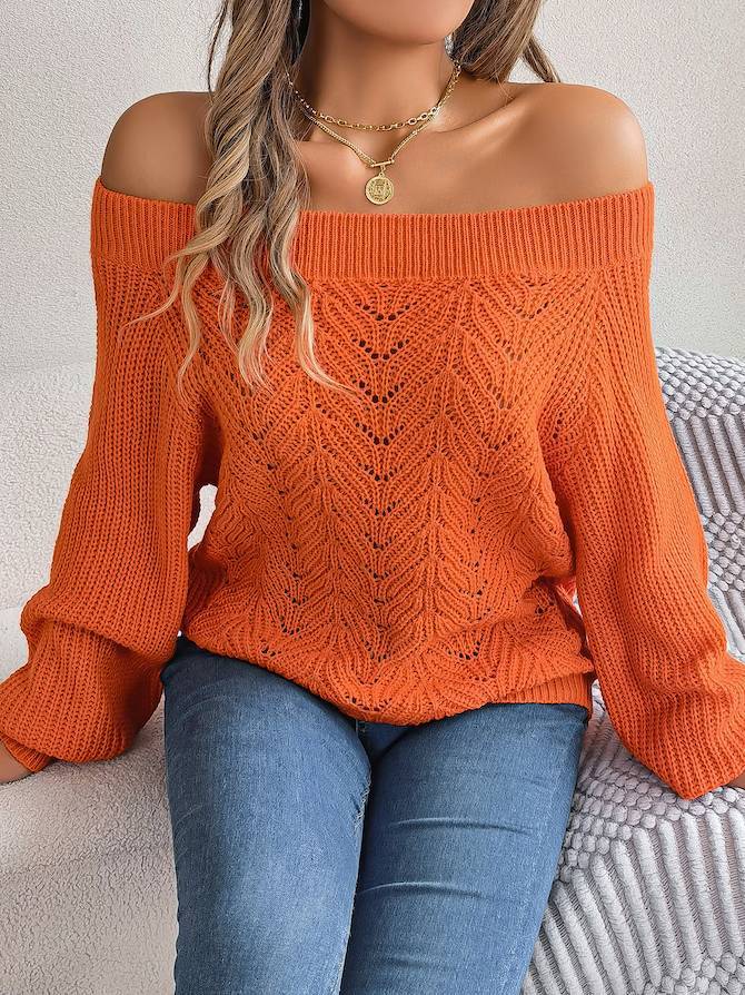 Off-Shoulder Cable Knit Sweater – Soft, Elegant & Effortlessly Chic