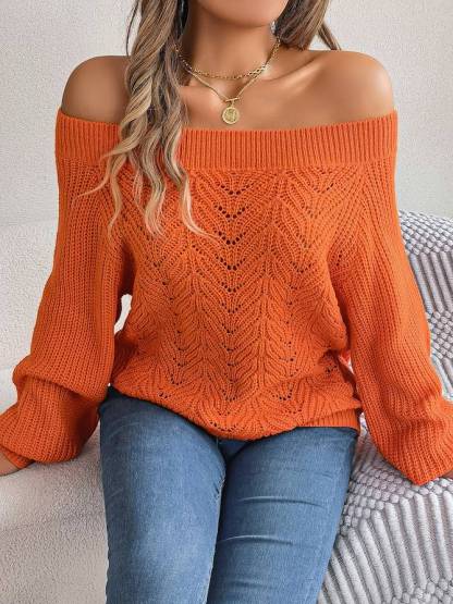 Off-Shoulder Cable Knit Sweater – Soft, Elegant & Effortlessly Chic