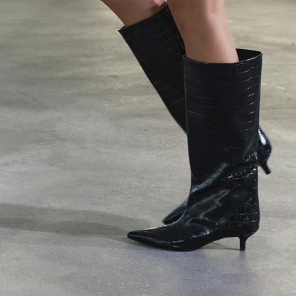 Kozačky nad kolena s kotěcím podpatkem