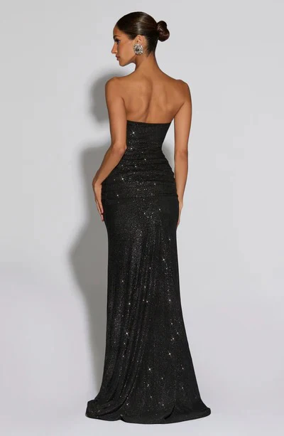 Maxi dress with matches – black