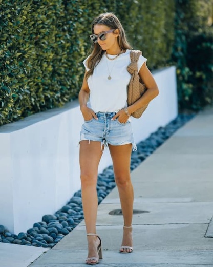 High-Waisted Distressed Denim Shorts for Spring & Summer