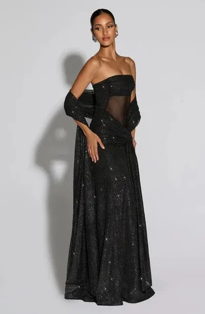 Maxi dress with matches – black