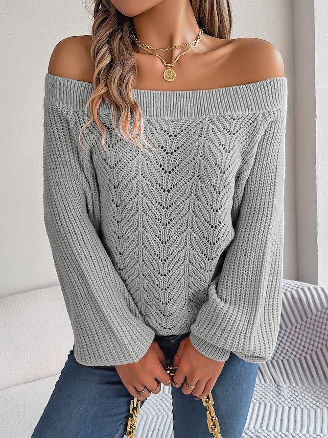 Off-Shoulder Cable Knit Sweater – Soft, Elegant & Effortlessly Chic