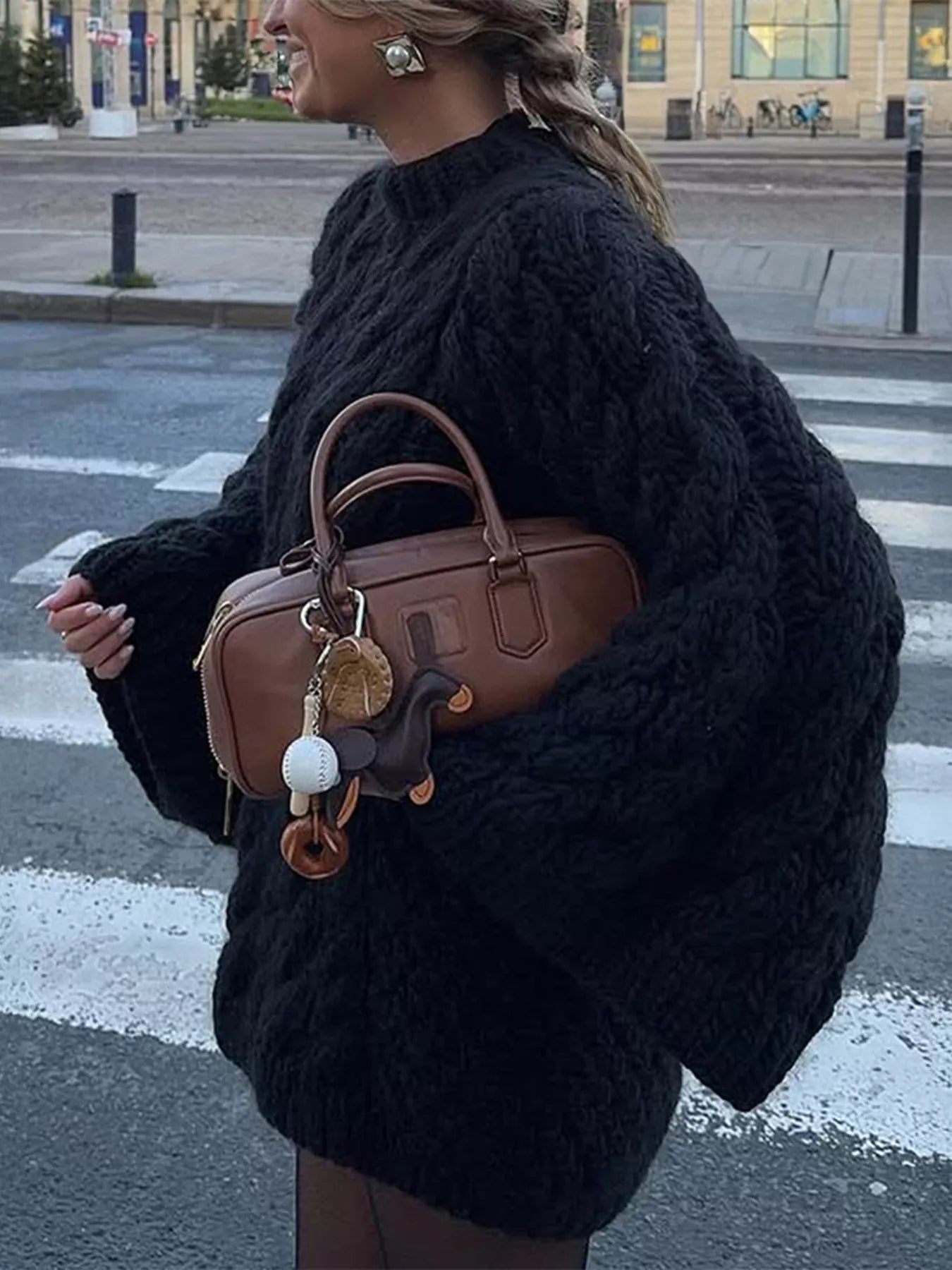 Cable Knit Round Neck Sweater