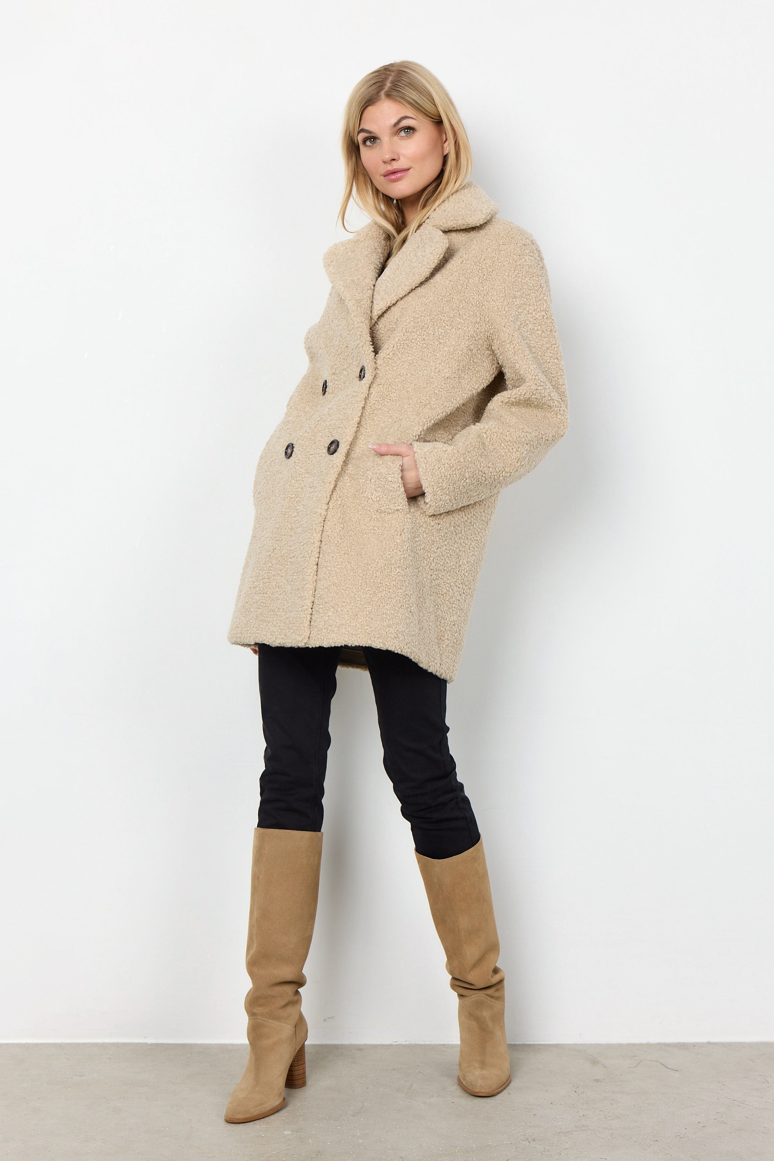 Dvouřadý plyšový kabát Soyaconcept