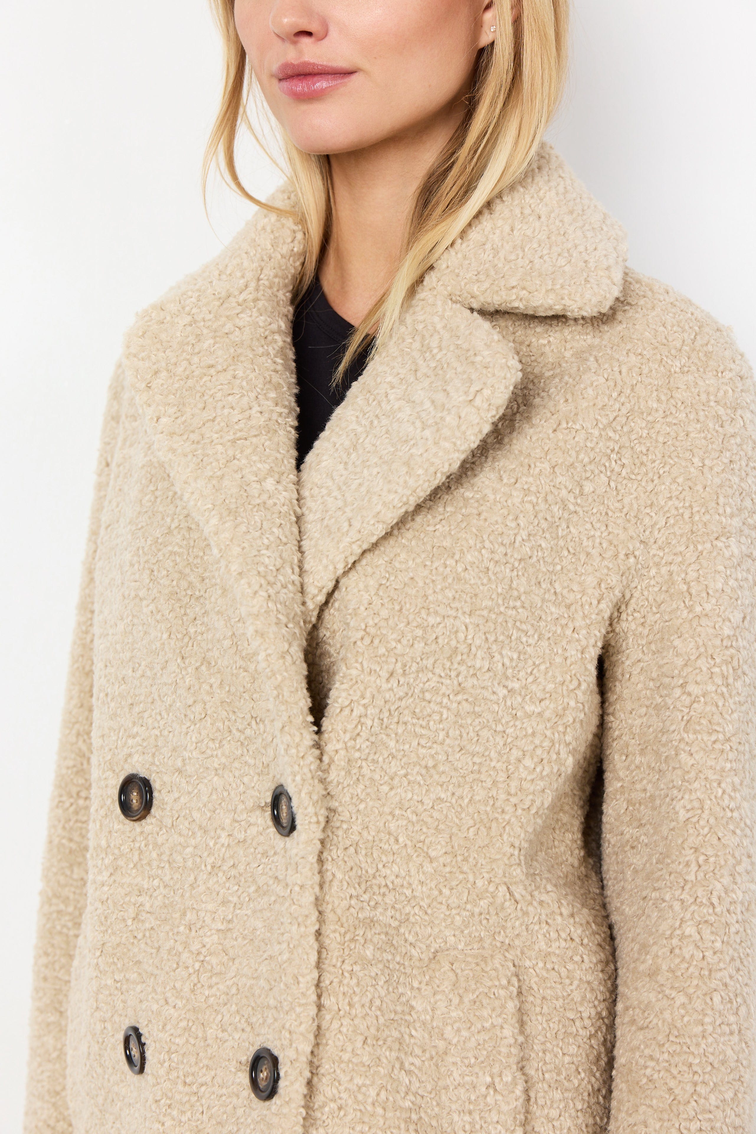 Dvouřadý plyšový kabát Soyaconcept