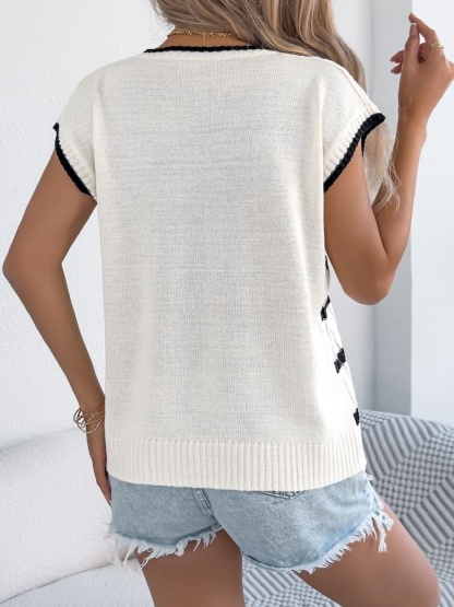Striped Knit Sleeveless Top & Denim Shorts Spring–Summer Set