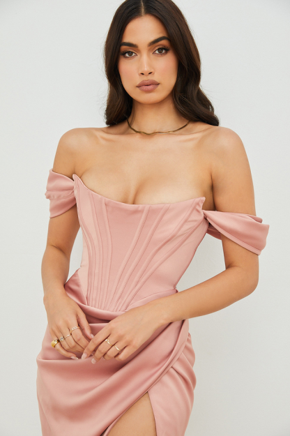 Satin Off Shoulder Dress