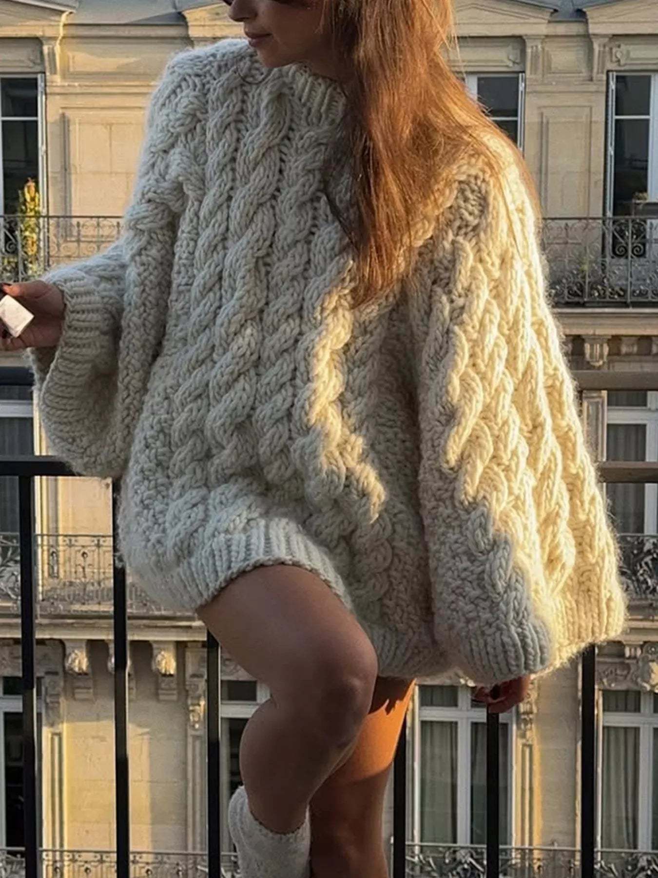 Cable Knit Round Neck Sweater