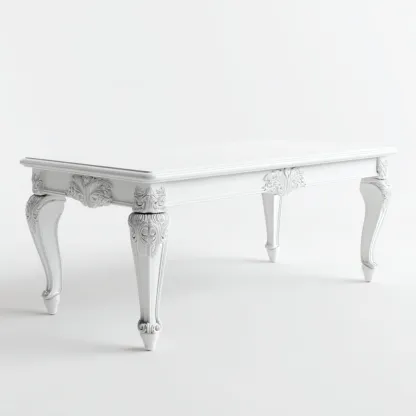Table basse en bois sculpté 125x70x48 cm - blanc - adaptée au salon - style classique-Designena