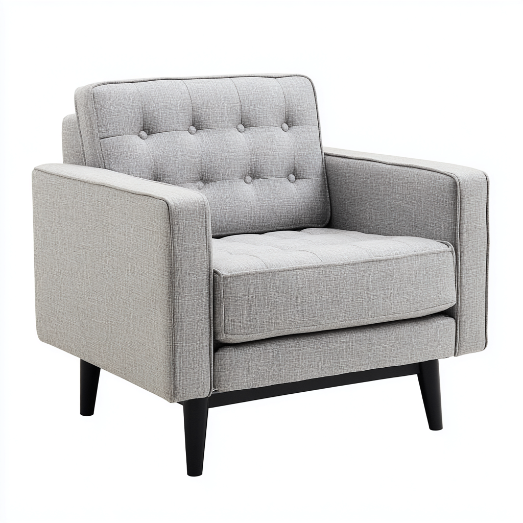 Fauteuil avec accoudoirs tissu 82x78x86 cm - gris clair - design rétro moderne pour salon-Designena