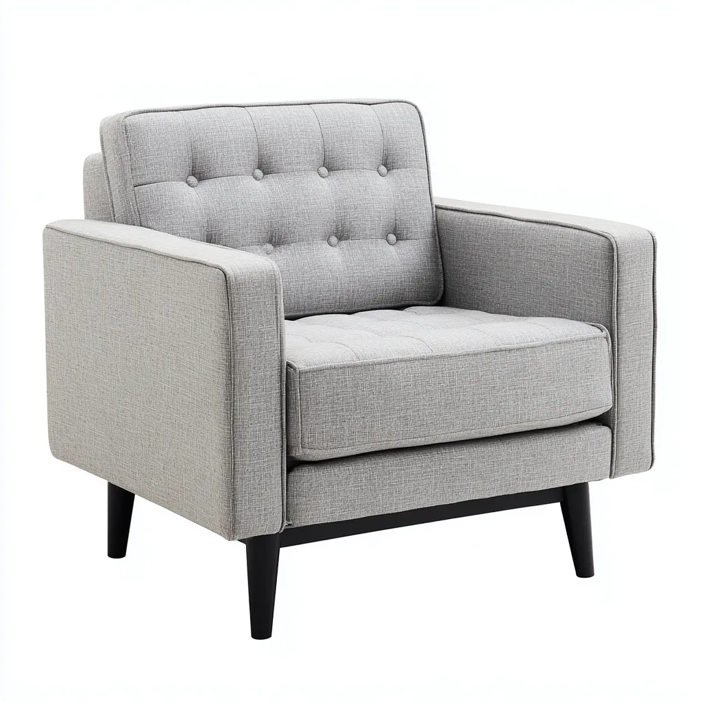 Fauteuil avec accoudoirs tissu 82x78x86 cm - gris clair - design rétro moderne pour salon-Designena