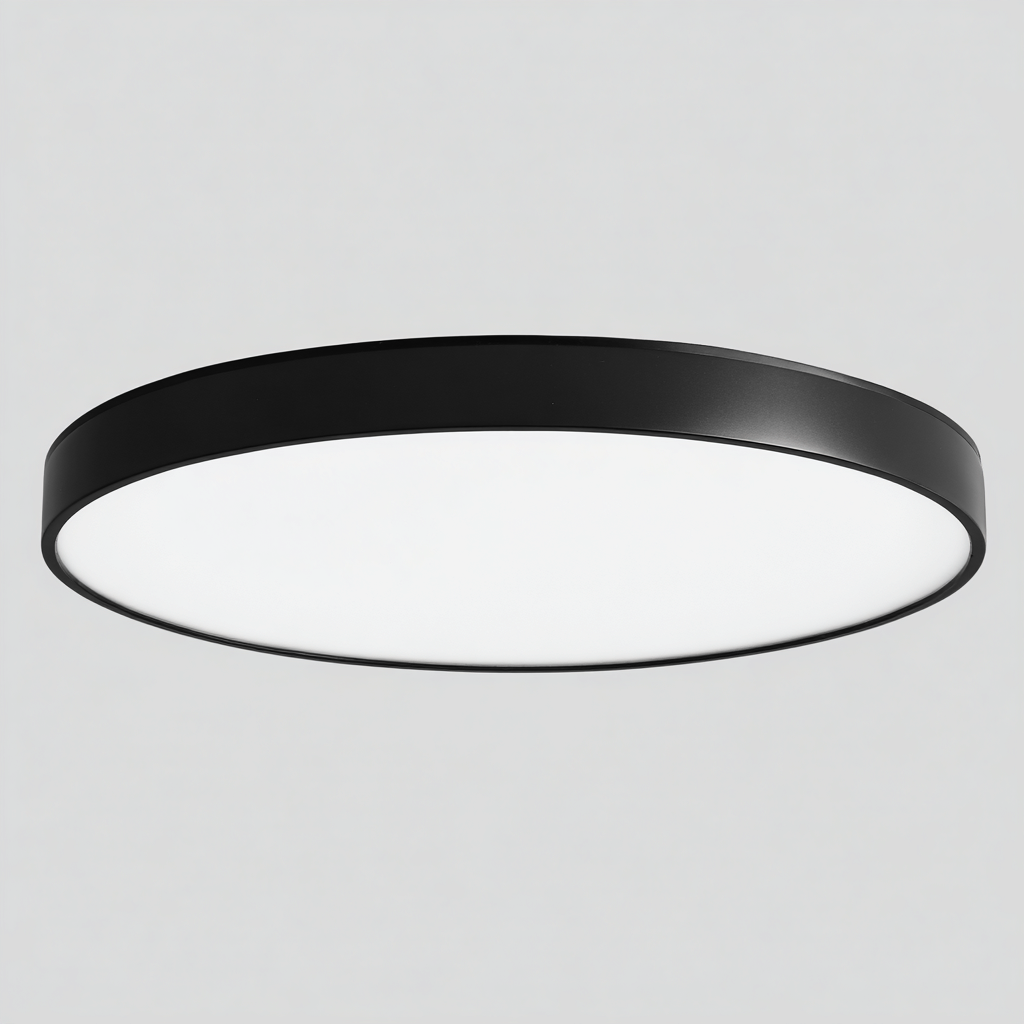 Plafonnier métal 40x40x5 cm noir adapté au salon style moderne-Designena