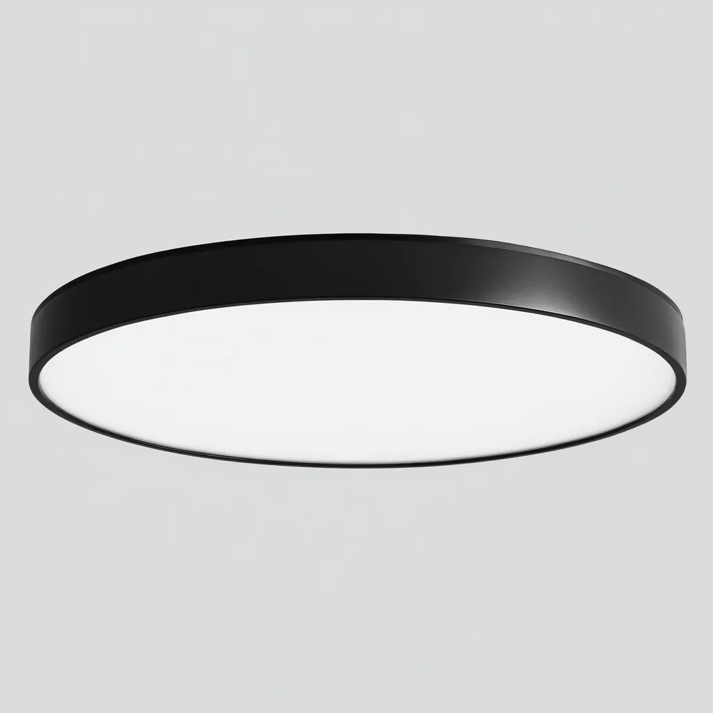 Plafonnier métal 40x40x5 cm noir adapté au salon style moderne-Designena