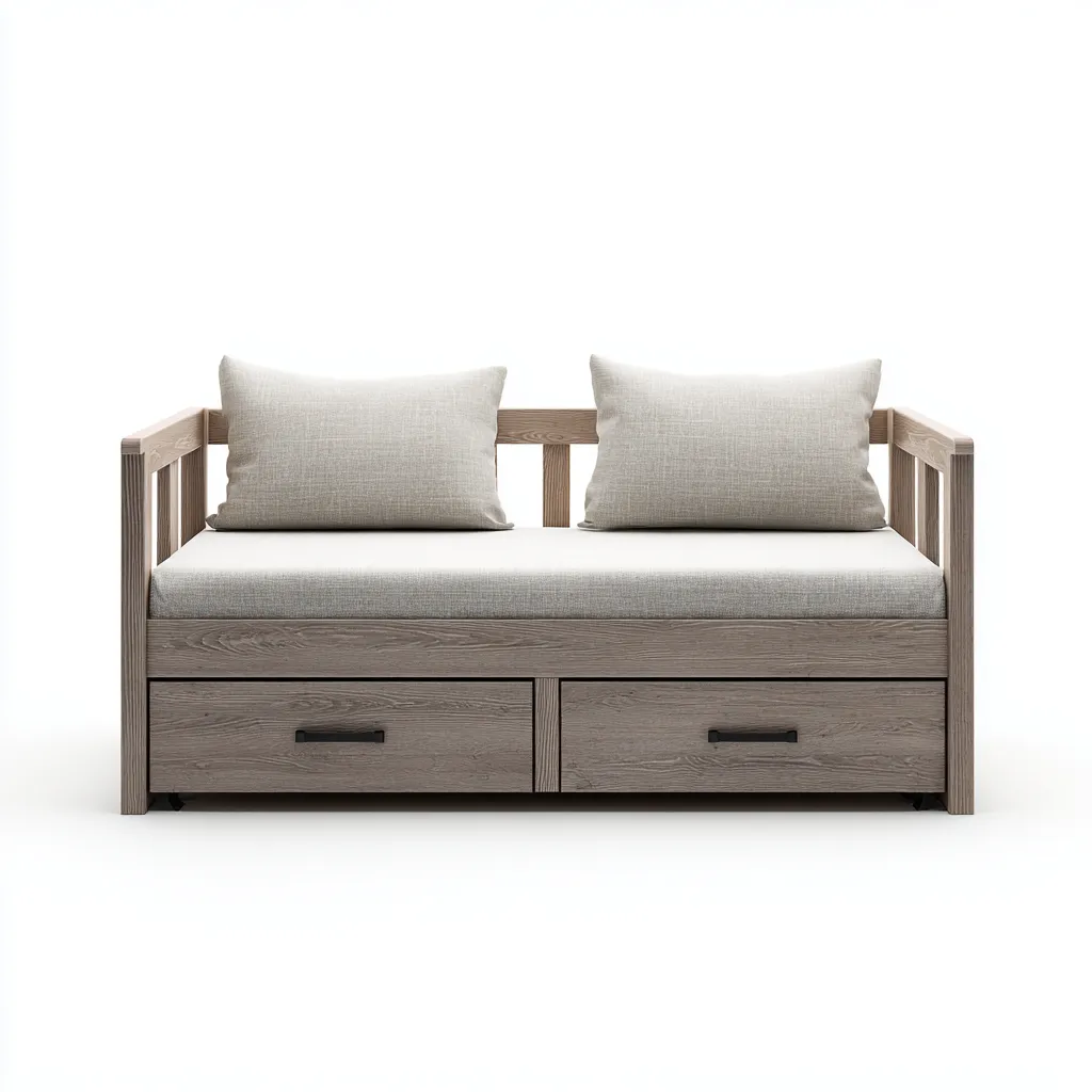 Canape lit en bois 194x95x87 cm - gris - pour chambre - design moderne-Designena