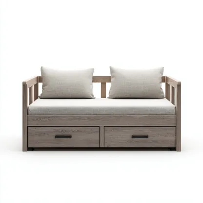 Canape lit en bois 194x95x87 cm - gris - pour chambre - design moderne-Designena