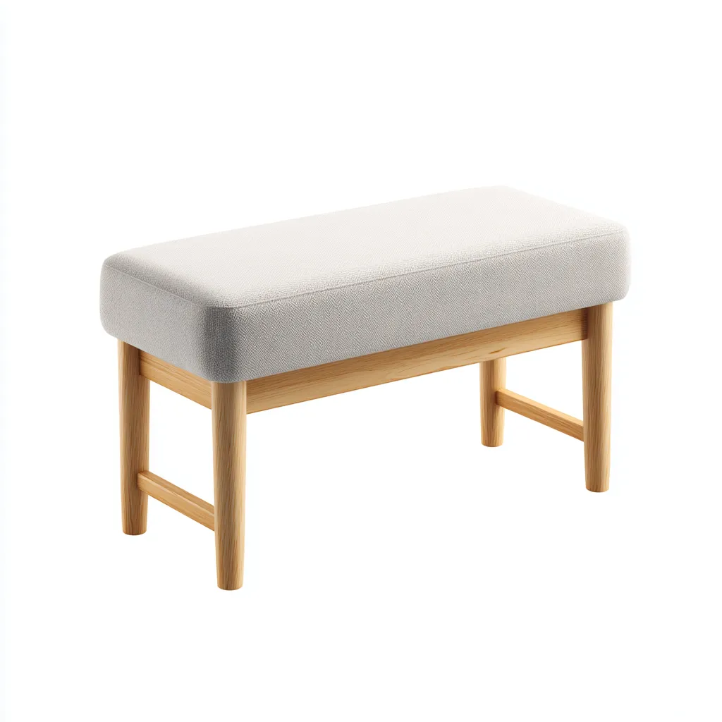 Banc de lit tissu et bois 90x35x45 cm gris clair pour chambre style moderne-Designena