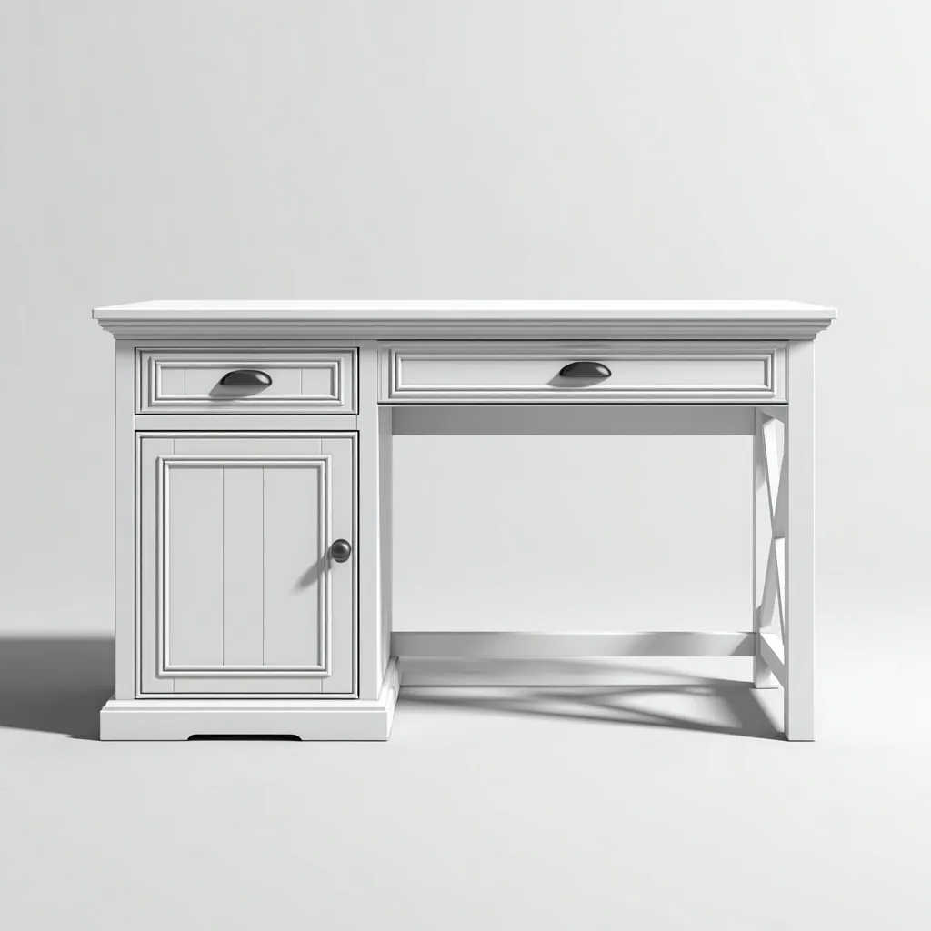 Bureau bois 125x55x75 cm - blanc - style classique pour espace de travail-Designena
