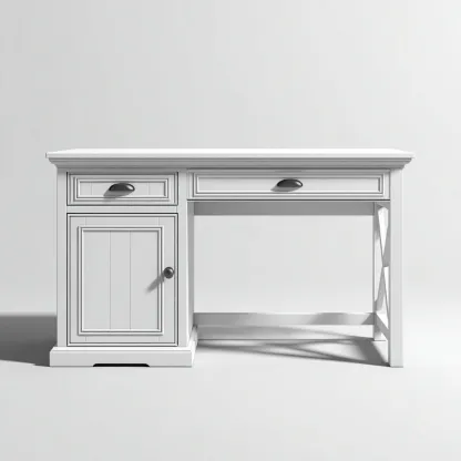 Bureau bois 125x55x75 cm - blanc - style classique pour espace de travail-Designena