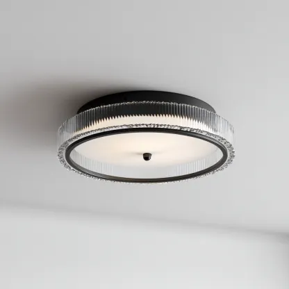 Plafonnier verre - métal 32x32x10 cm - noir - pour salon - design moderne-Designena