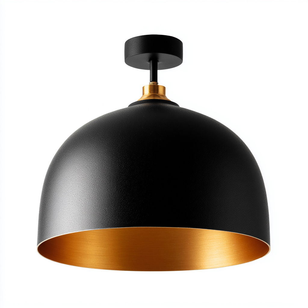 Plafonnier métal 26x26x20 cm - noir - or - pour salon - design moderne-Designena