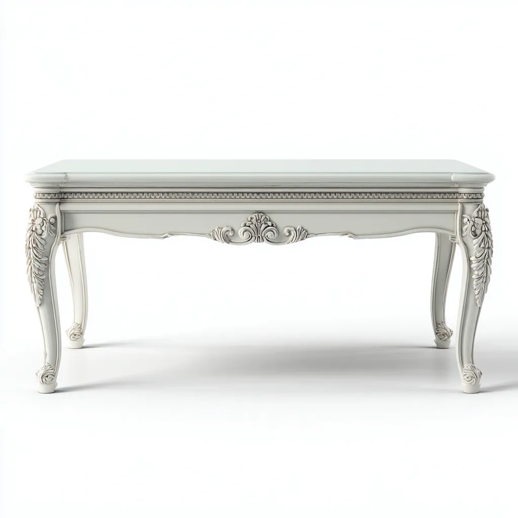 Table basse en bois sculpté 120x65x48 cm - blanc - adaptée au salon - style classique-Designena