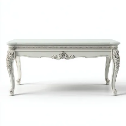 Table basse en bois sculpté 120x65x48 cm - blanc - adaptée au salon - style classique-Designena