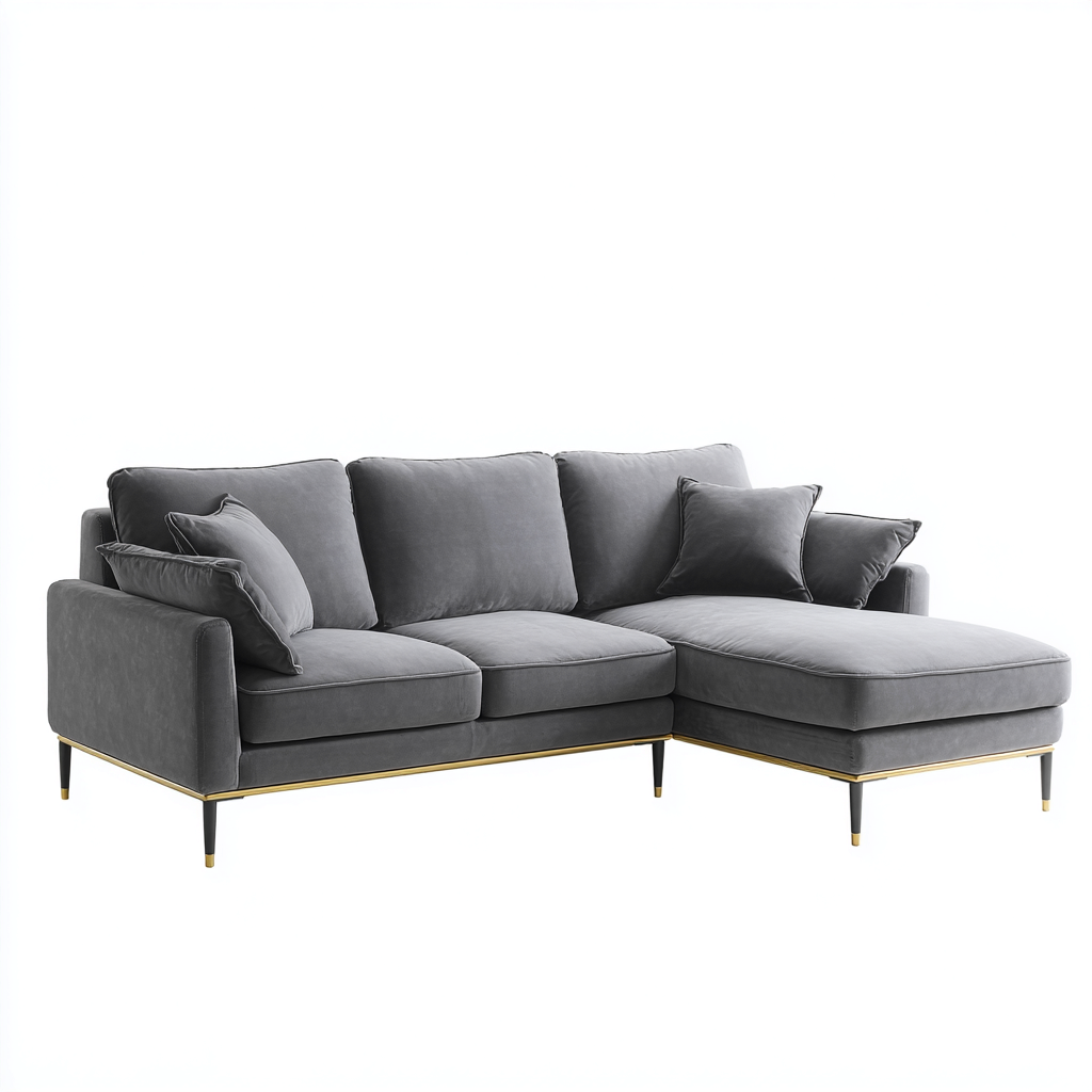 Canapé d'angle tissu 268x166x85 cm - gris - pour salon - style moderne-Designena