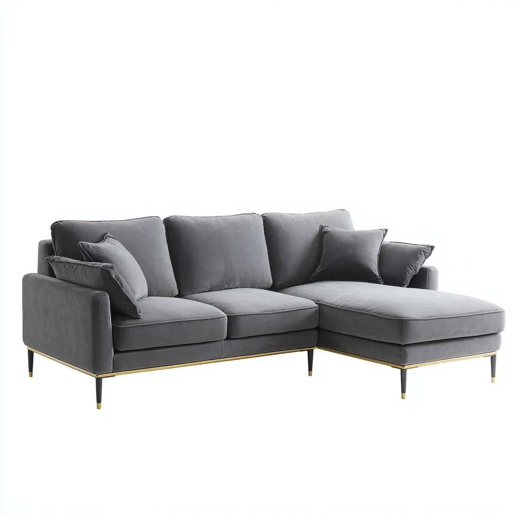 Canapé d'angle tissu 268x166x85 cm - gris - pour salon - style moderne-Designena