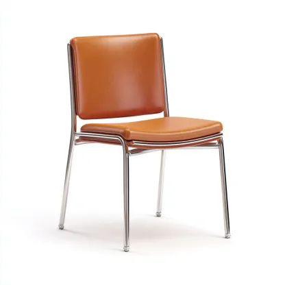 Chaise de bureau similicuir 50x52x80 cm - orange - argenté - pour salle de réunion - design moderne-Designena