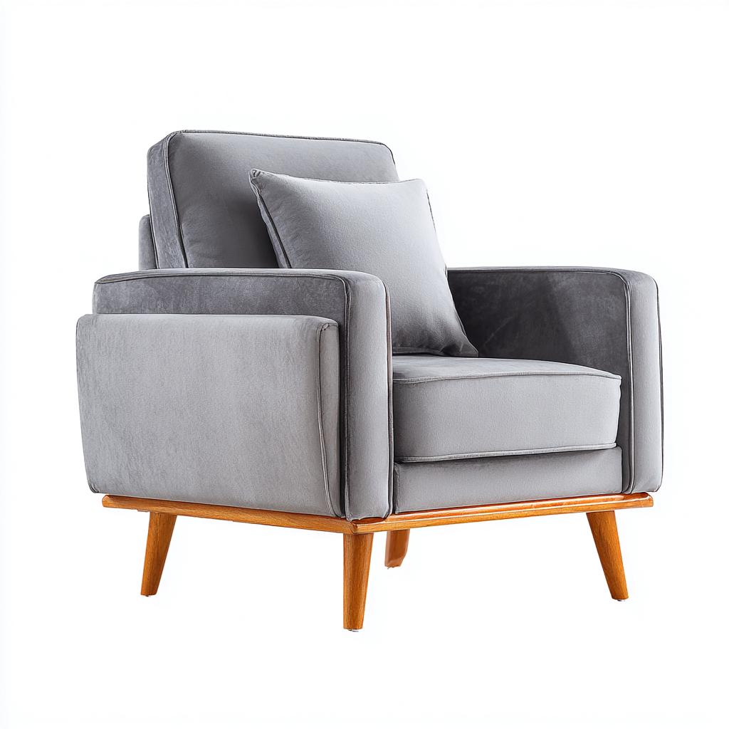 Fauteuil avec accoudoirs velours 82x78x90 cm - gris clair - design moderne pour salon-Designena