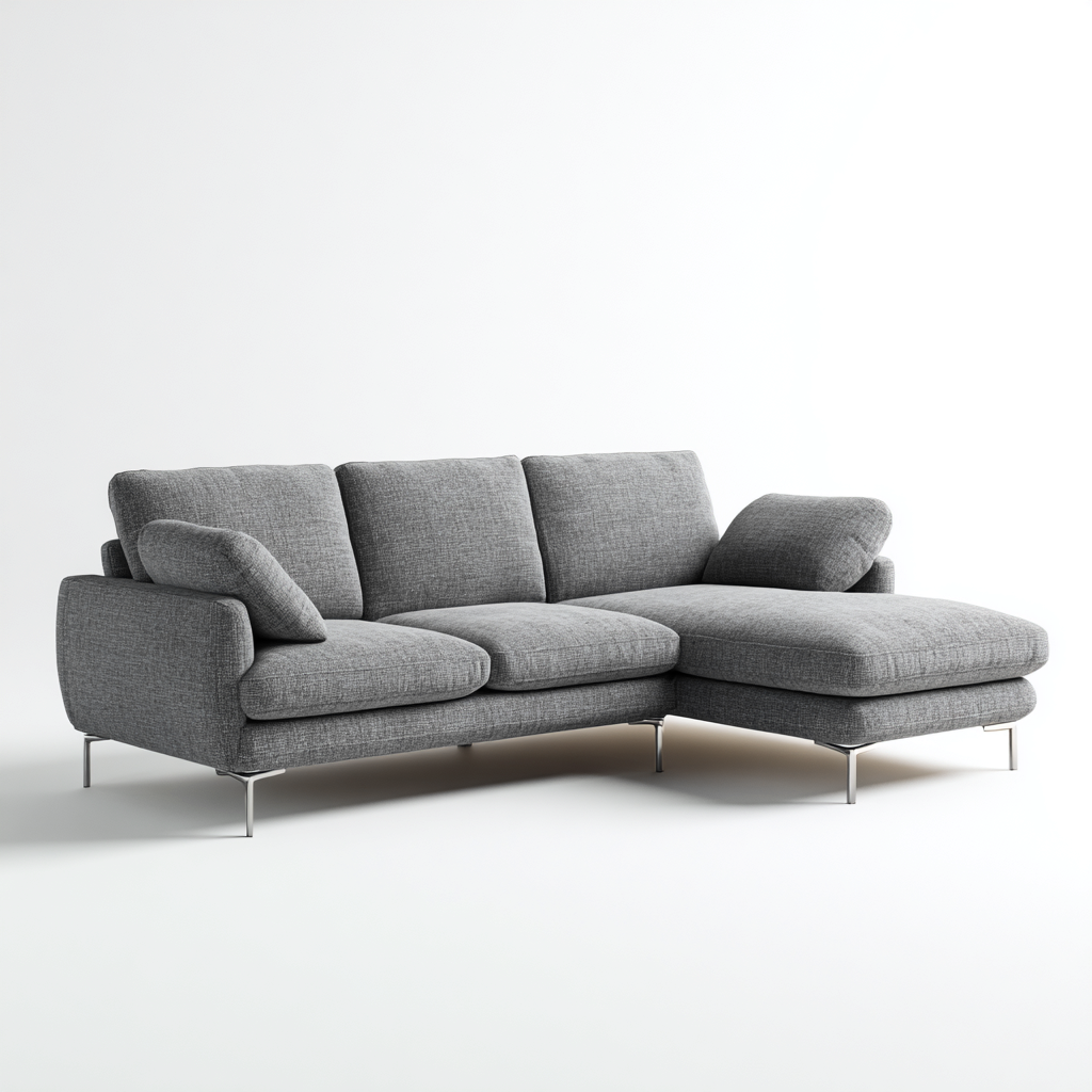 Canapé d'angle tissu 268x165x87 cm - gris - pour salon - style moderne-Designena