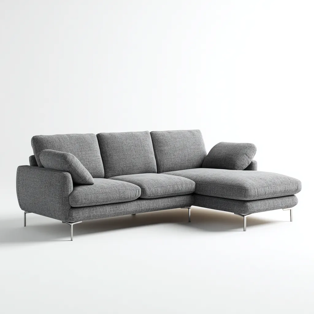 Canapé d'angle tissu 268x165x87 cm - gris - pour salon - style moderne-Designena