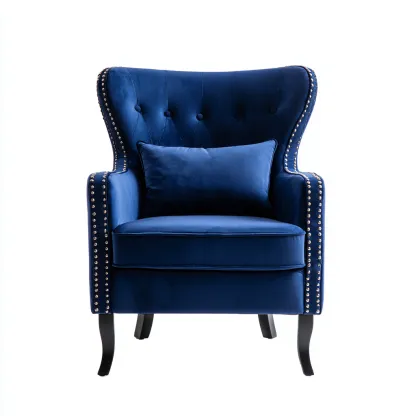Fauteuil avec accoudoirs velours 78x75x103 cm - bleu foncé - design classique pour salon-Designena