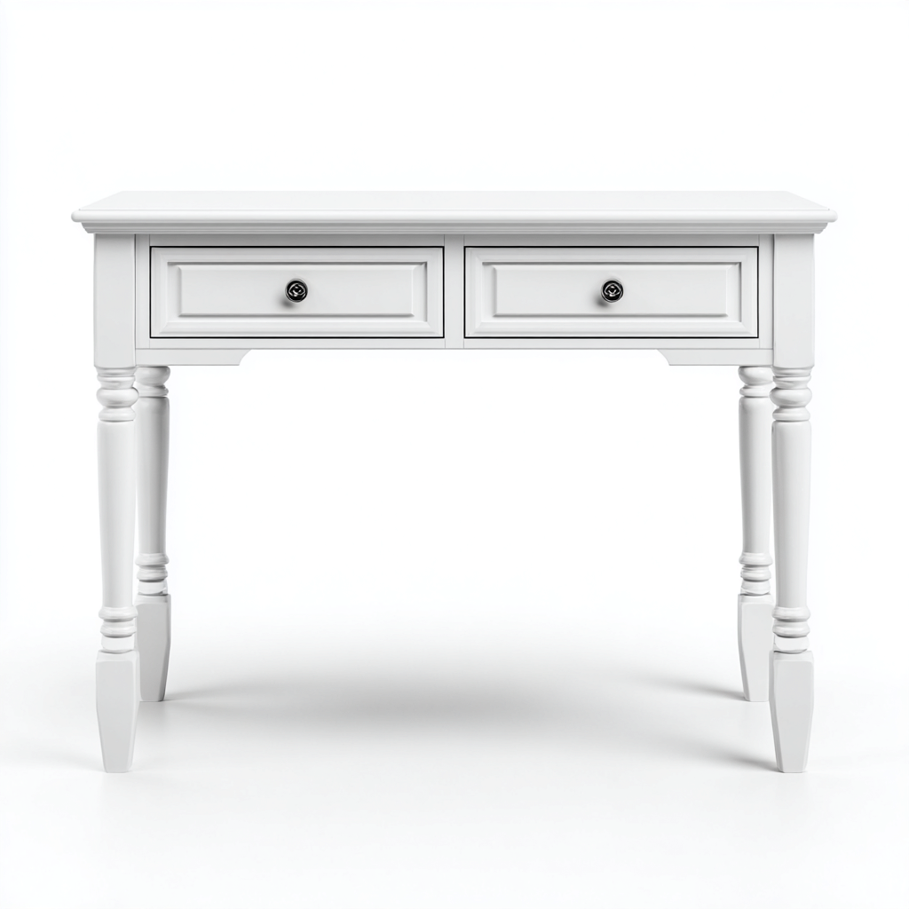Bureau bois 100x45x75 cm - blanc - style classique pour espace de travail-Designena