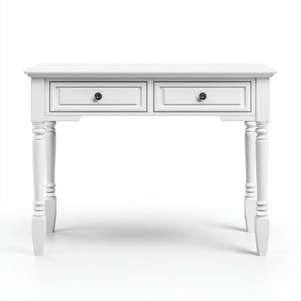 Bureau bois 100x45x75 cm - blanc - style classique pour espace de travail-Designena