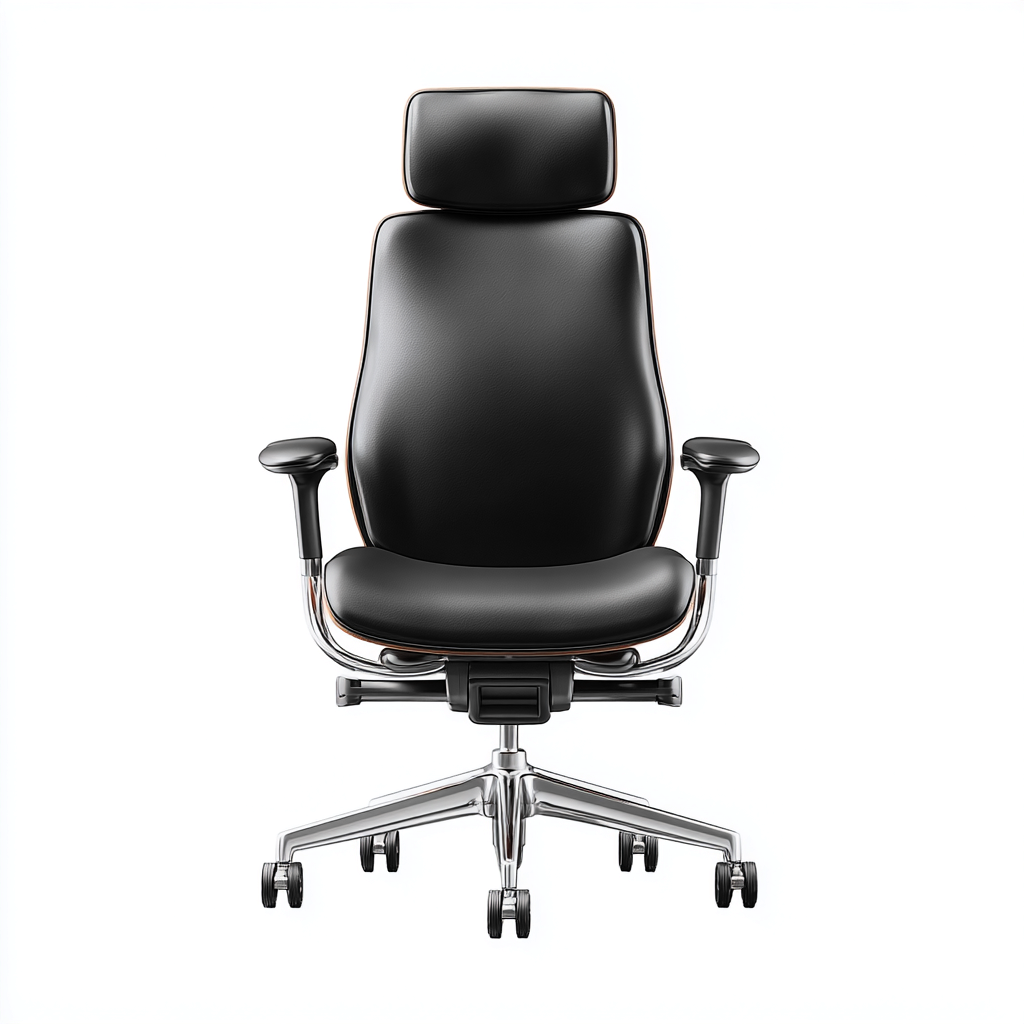 Chaise de bureau cuir véritable 72x70x128 cm - noir - pour espace de travail - style ergonomique-Designena