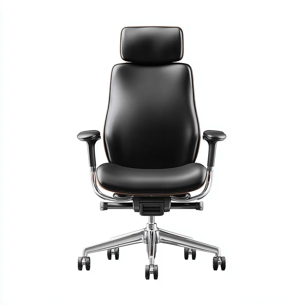 Chaise de bureau cuir véritable 72x70x128 cm - noir - pour espace de travail - style ergonomique-Designena