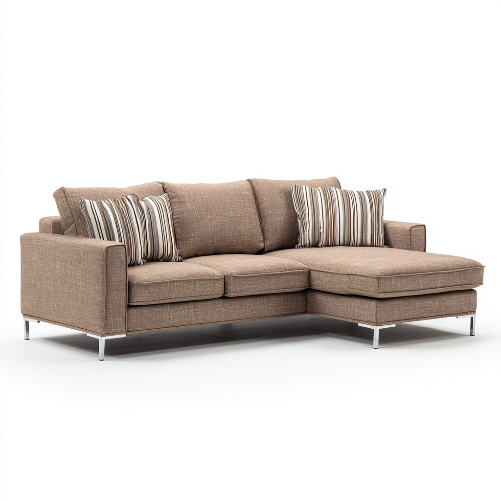 Canapé d'angle tissu 280x170x85 cm - brun clair - pour salon - style moderne-Designena