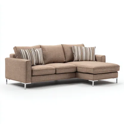 Canapé d'angle tissu 280x170x85 cm - brun clair - pour salon - style moderne-Designena