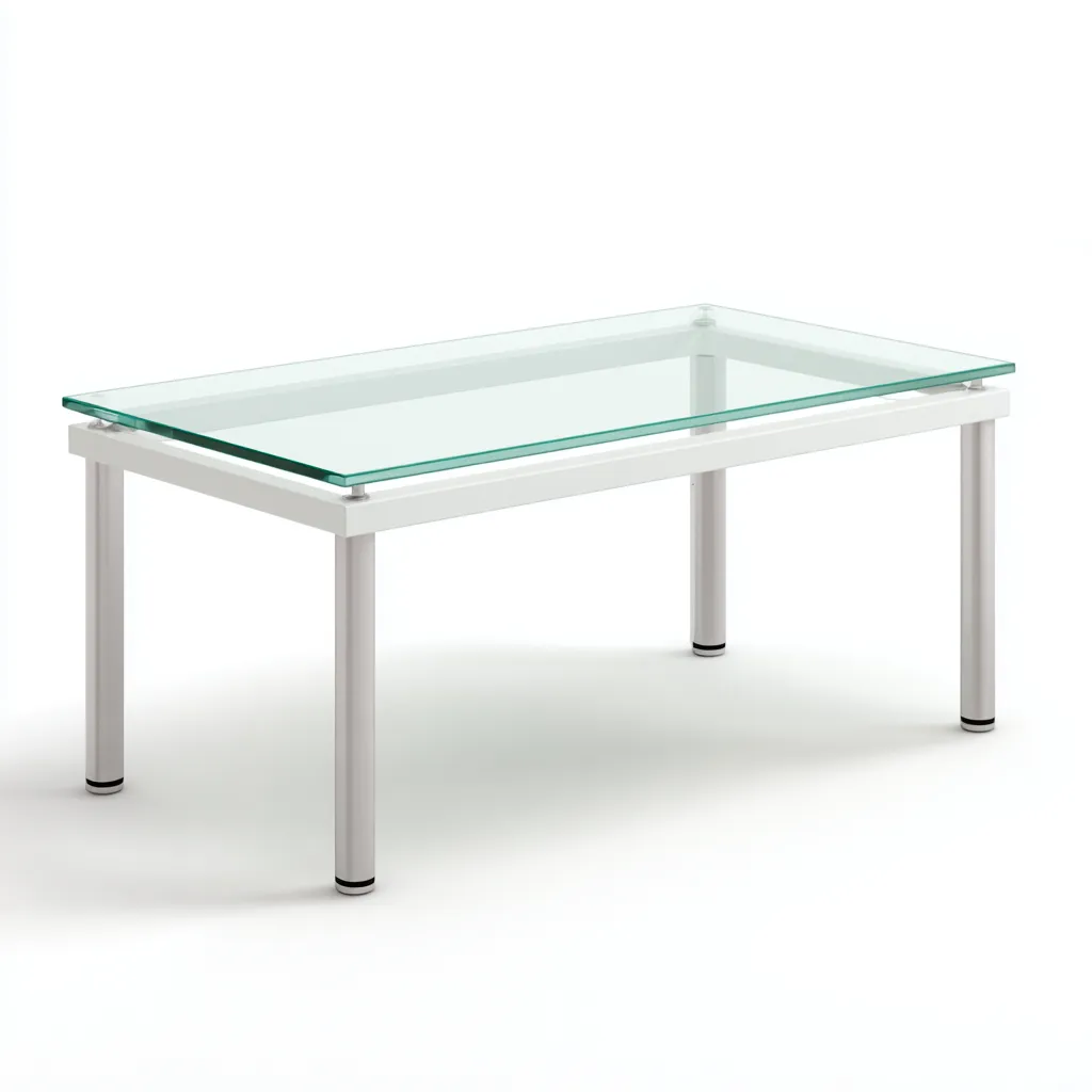 Table basse avec plateau en verre 110x55x45 cm - blanc - adaptée au salon - style moderne-Designena