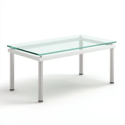 Table basse avec plateau en verre 110x55x45 cm - blanc - adaptée au salon - style moderne-Designena