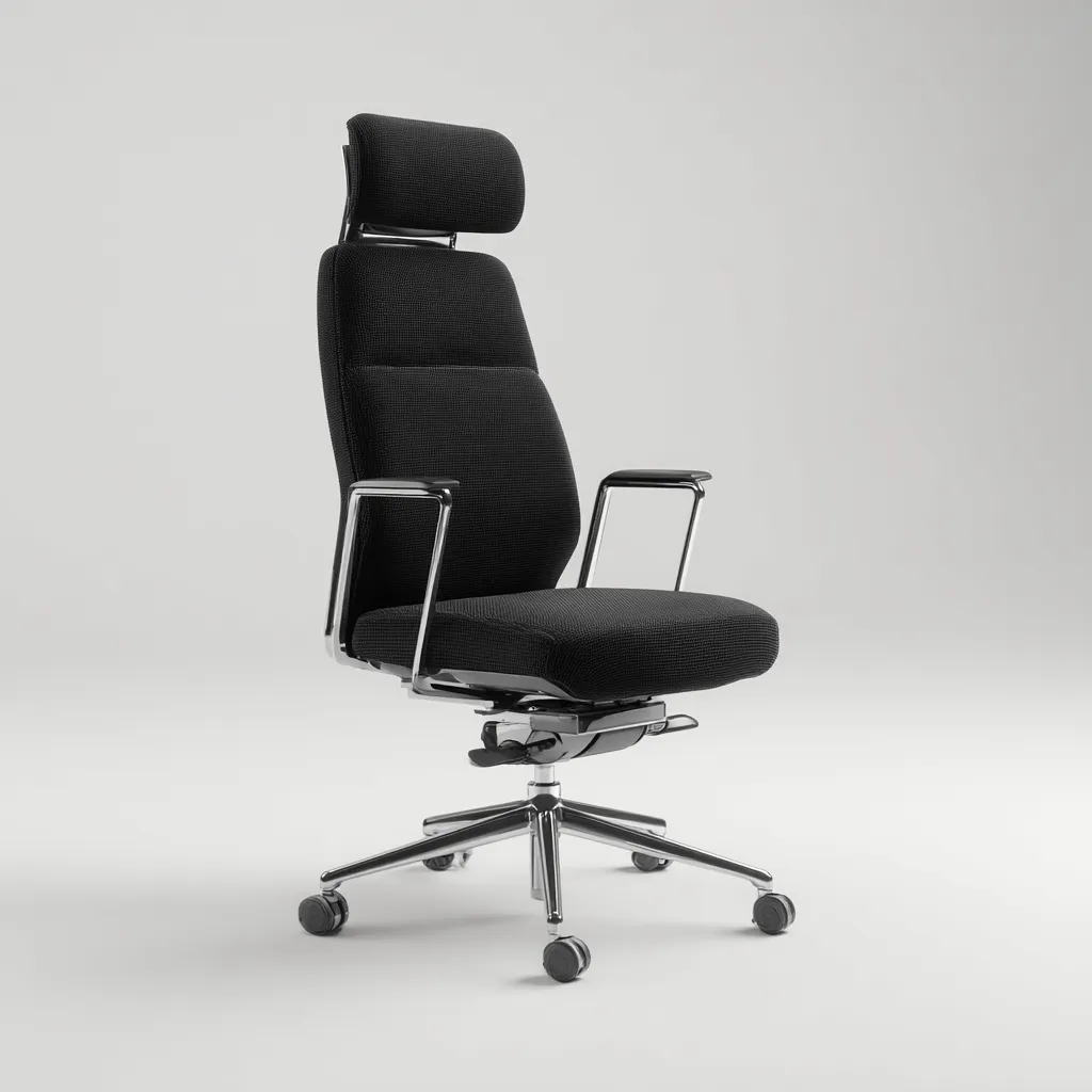 Chaise de bureau tissu 70x68x125 cm - noir - pour espace de travail - style ergonomique-Designena