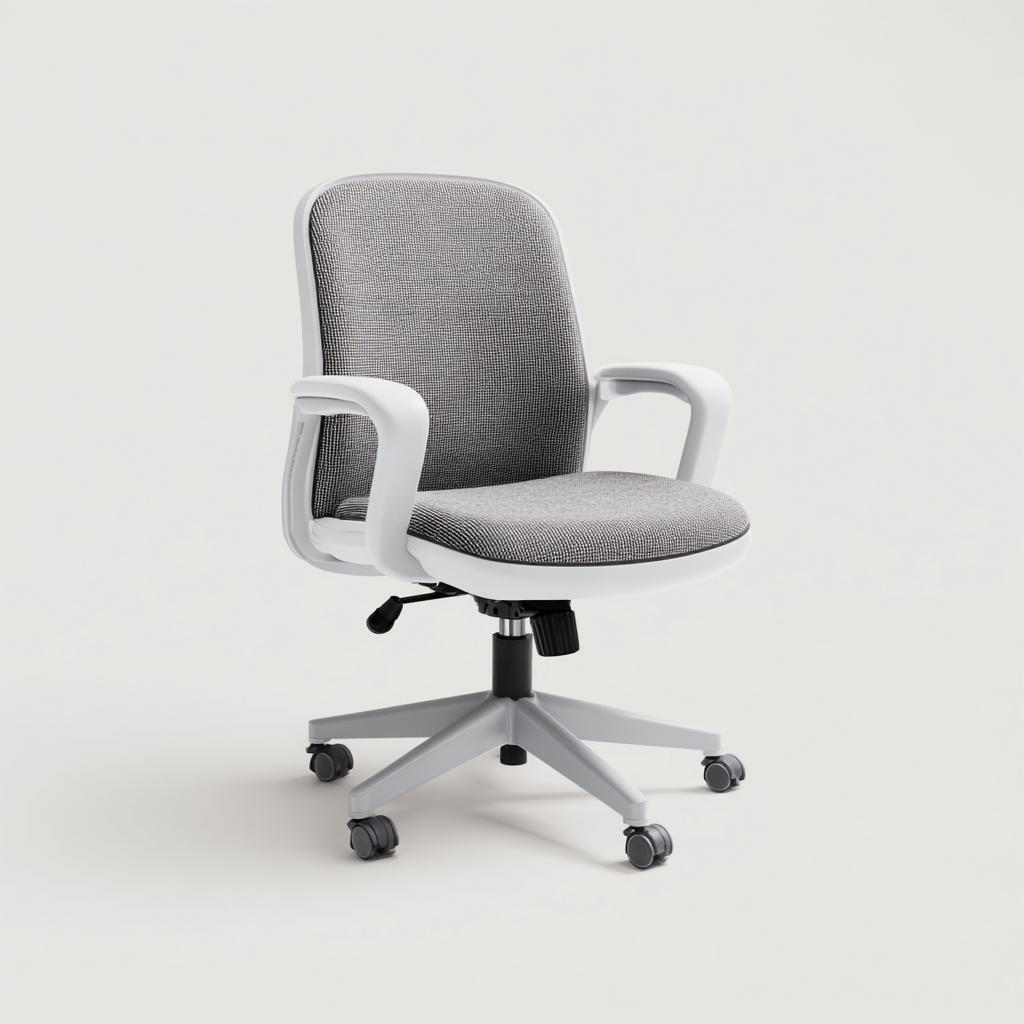 Chaise de bureau tissu 59x58x93 cm - gris - blanc - pour espace de travail - style ergonomique-Designena