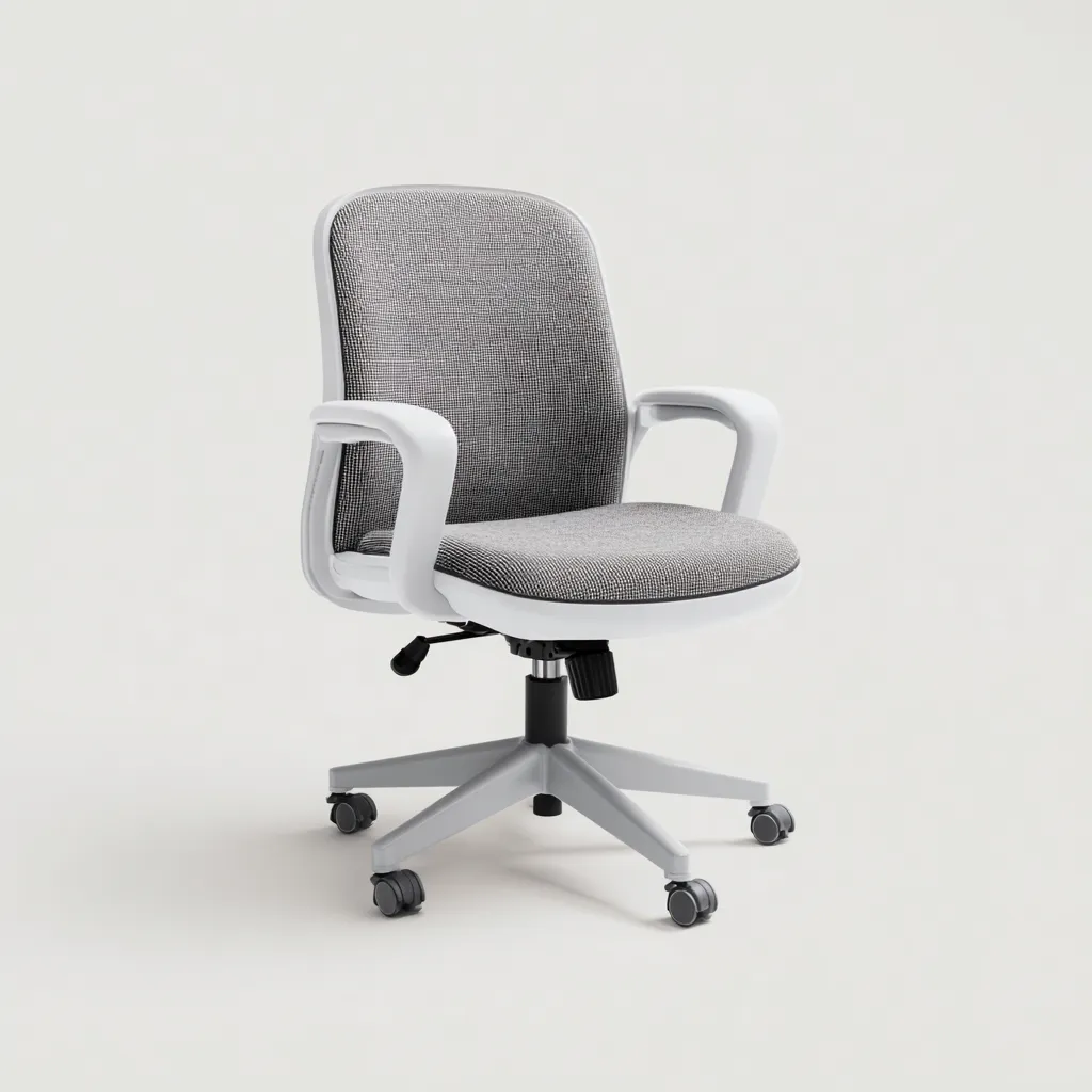 Chaise de bureau tissu 59x58x93 cm - gris - blanc - pour espace de travail - style ergonomique-Designena