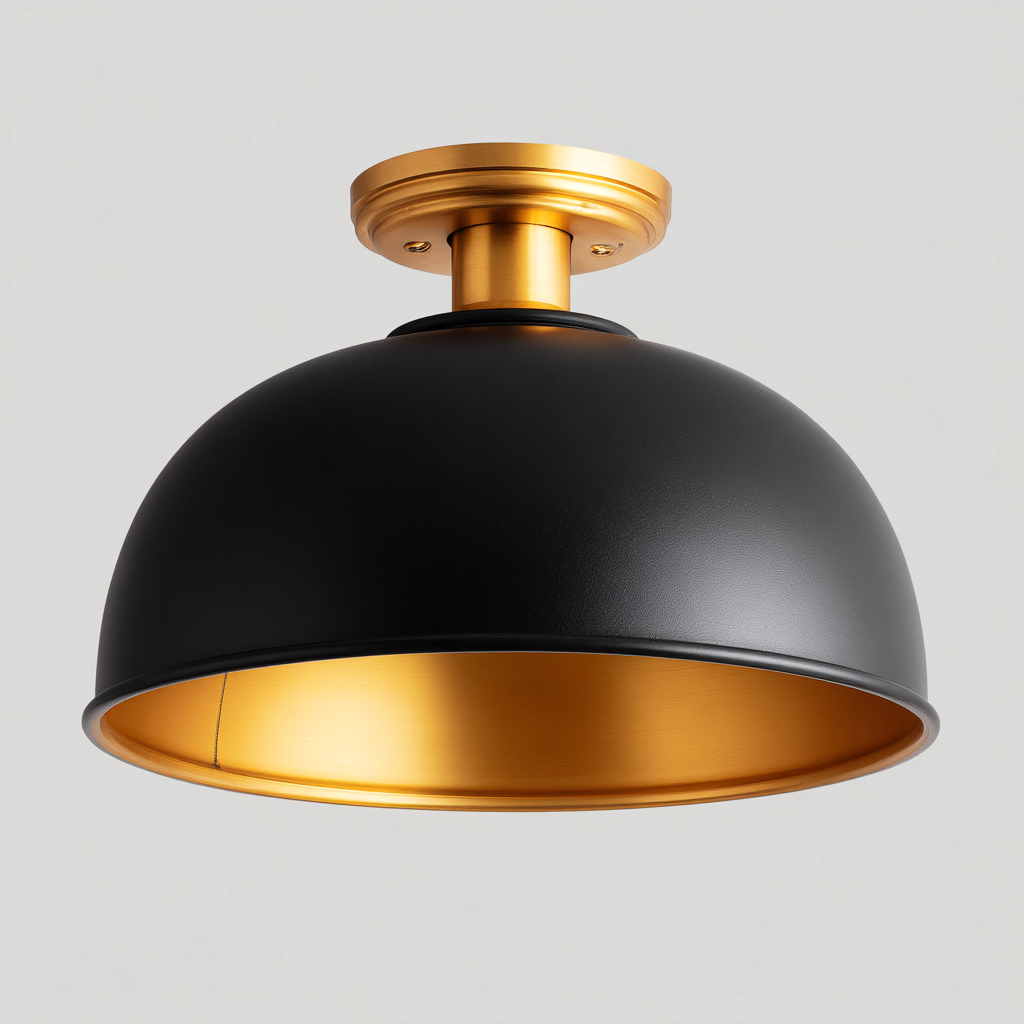 Plafonnier métal 28x28x18 cm - noir - or - pour salon - design moderne-Designena