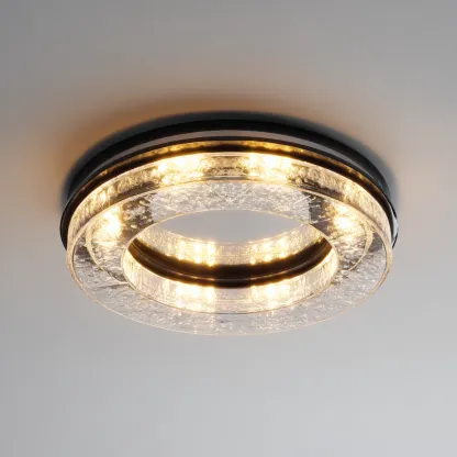 Plafonnier métal - verre 32x32x8 cm - noir - pour salon - design moderne-Designena