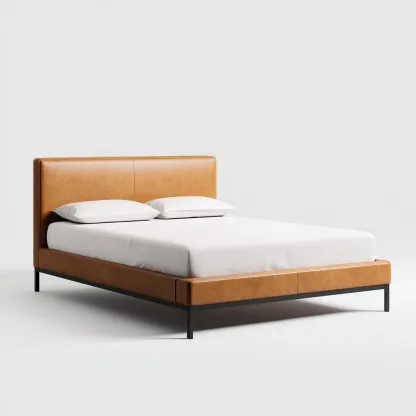 Lit double simili cuir 200x180x105 cm - marron clair - adapté à la chambre - design moderne-Designena